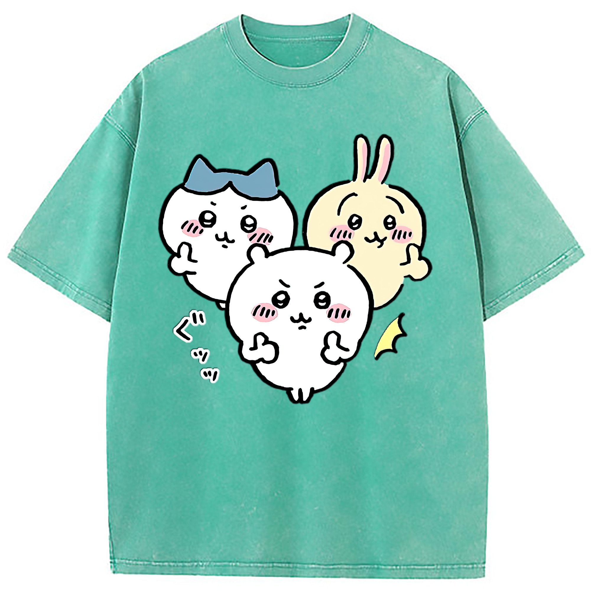 （画像用） ちいかわ うさぎ Chii-kawa usagi 綿100% ヴィンテージ風 半袖Tシャツ（フロントプリント）